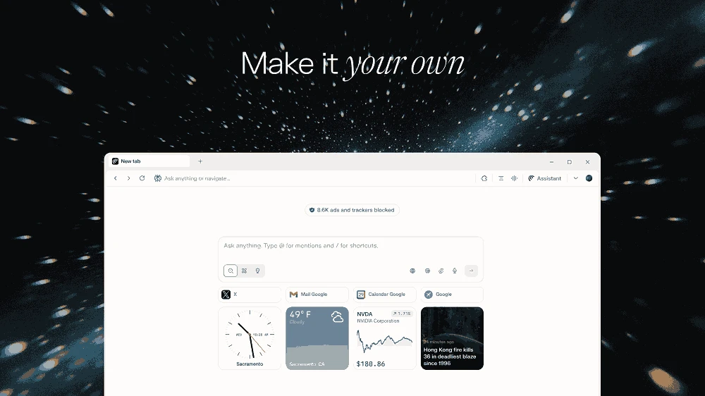 Comet Browser — tangkapan layar 4